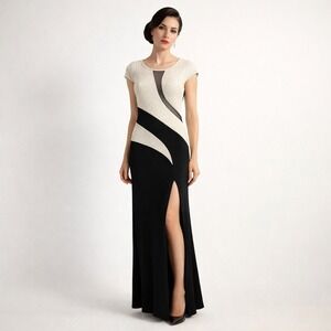 Vintage Y2k 90s Evening Gown Dress Sz Medium Mesh Cutout Prom Wedding Guest